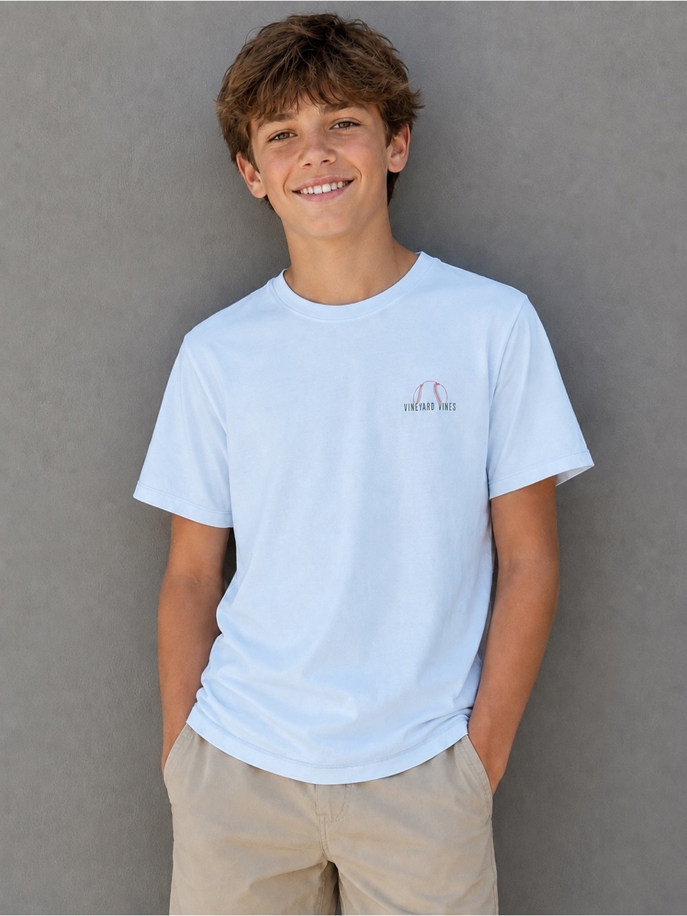 Vineyard Vines Performance Baseball Graphic T-Shirt Youth Large - light blue